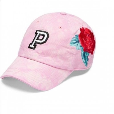 Victoria's Secret PINK Logo Rose Floral Embroidered Baseball Cap Hat Tie Dye NWT  eb-19267153